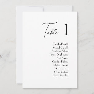 Invitación Cartas de asiento de mesa de bodas sencillas y ele