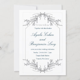 Invitación Cartas de boda judía con marco de armazón floral