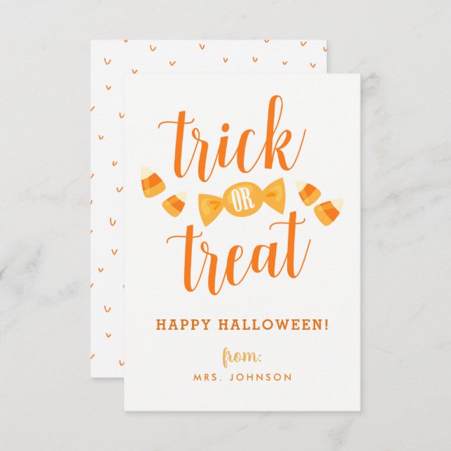 Invitación Cartas de clase de Halloween con trucos o trucos (Anverso / Reverso)