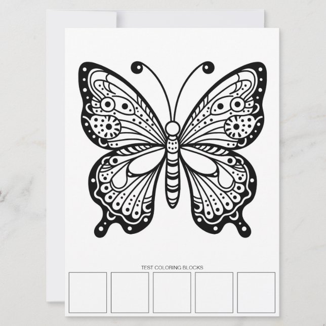 Invitación Cartas de color para adultos de mariposa (Anverso)