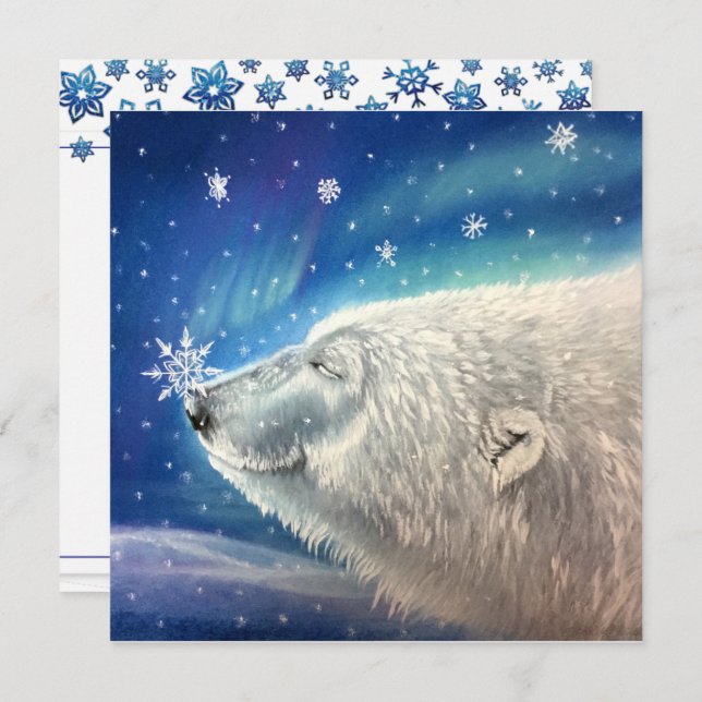 Invitación Cartas de copas de nieve para oso polar (Anverso / Reverso)
