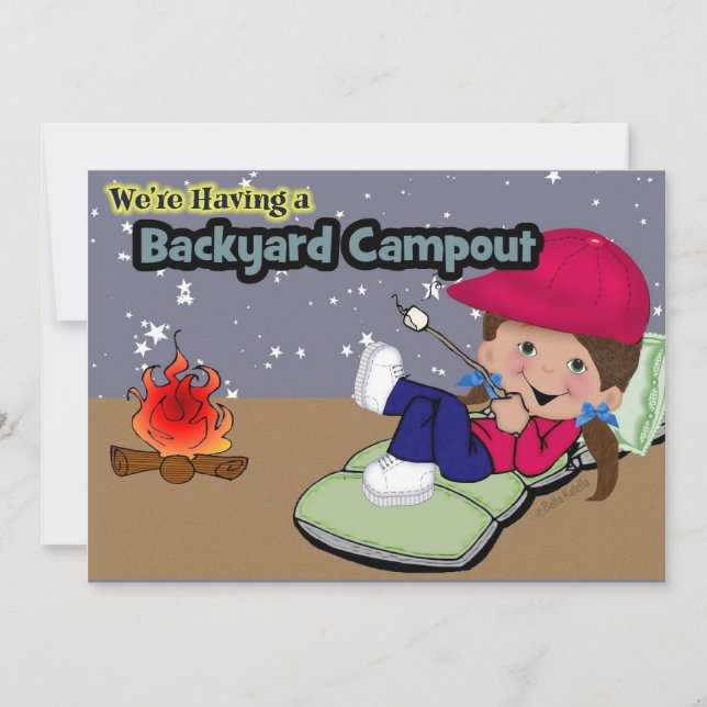 Invitación Cartas de cumpleaños de camping (Anverso)