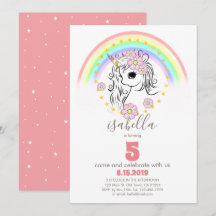 Cartas de cumpleaños de Chica Coral Pink Unicorn R