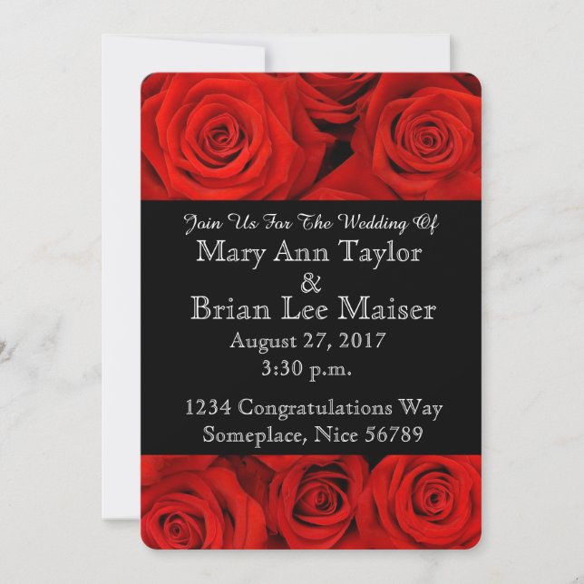 Invitación Cartas de flores rojas invitadas a la boda de flor (Anverso)