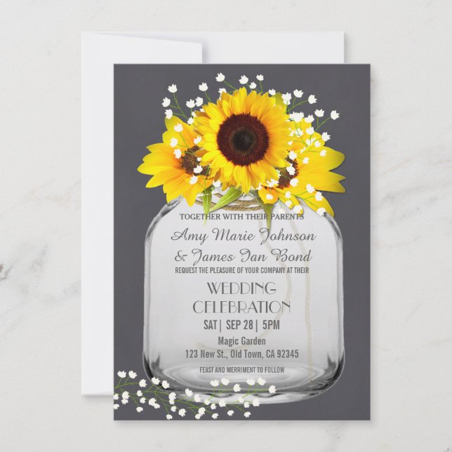 Invitación Cartas de la boda de la caída del girasol del tarr (Anverso)