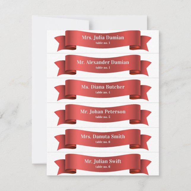 Invitación Cartas de la cinta roja simple de la seda para Bod (Anverso)