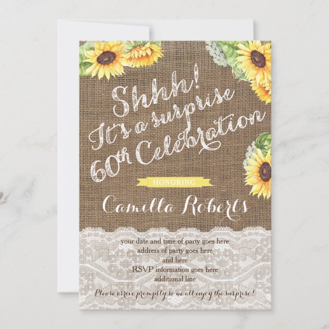 Invitación Cartas de la fiesta de cumpleaños número 60 de Rus (Anverso)