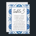 Invitación Cartas de la tabla azul de la Italia mediterránea<br><div class="desc">Estas tarjetas de cartas de asientos con azulejos azules de la Italia mediterránea son perfectas para un boda sencillo y moderno. El diseño neutro cuenta con una tarjeta minimalista decorada con caligrafía de escritura moderna y elegante. La tarjeta se imprime en la parte delantera y trasera (doble cara). Puede editar/personalizar...</div>