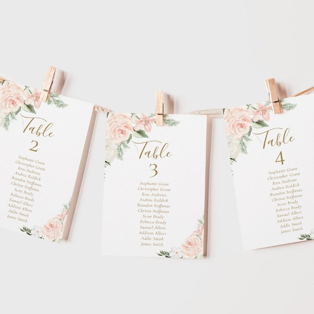 Invitación Cartas de la tabla de asientos de Boda floral rosa (Subido por el creador)