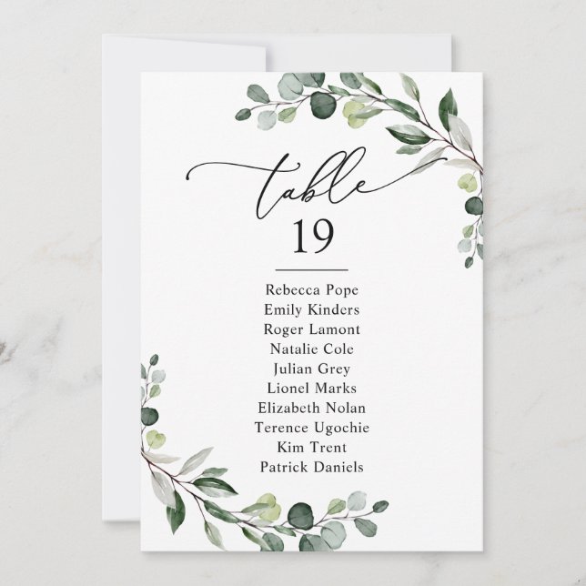 Invitación Cartas de la tabla de asientos del Boda de la vege (Anverso)