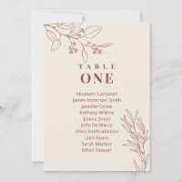 Cartas de la tabla de asientos del Boda floral Boh
