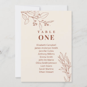 Invitación Cartas de la tabla de asientos del Boda floral Boh