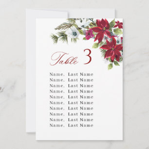 Invitación Cartas de la tabla de bodas de invierno Número de