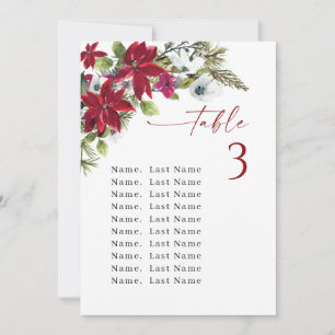 Invitación Cartas de la tabla de bodas de invierno Número de