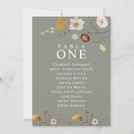 Invitación Cartas de los cubiertos de la mesa floral Sage Gre