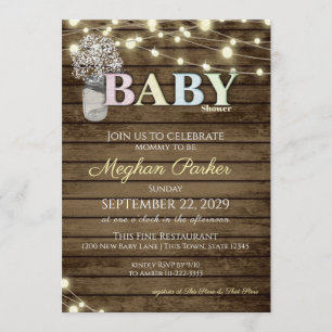 Invitación Cartas de madera rusticas de Baby Shower y la resp