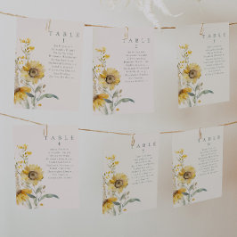 Invitación Cartas de mesa de girasol de boda rústica