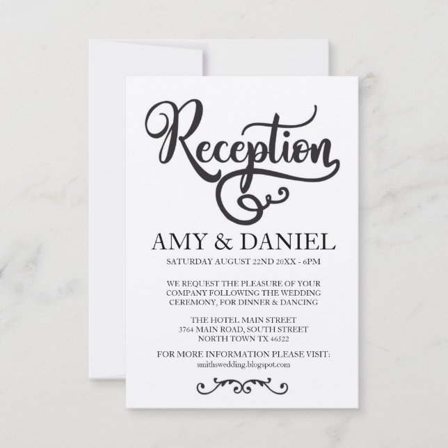 Invitación Cartas de recepción de boda rústica con elegante g (Anverso)