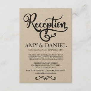 Invitación Cartas de recepción de boda rústica con elegante g