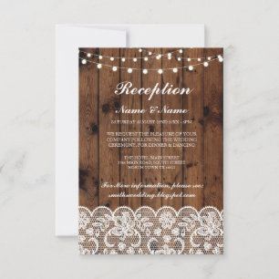Invitación Cartas de recepción de boda rústica Luces de encaj