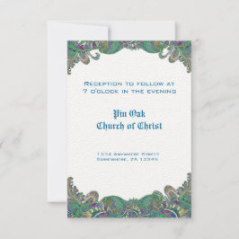 Invitación Cartas de recepción de bodas de paisley Peacock Co