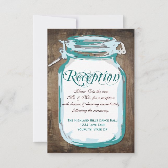 Invitación Cartas de recepción de Mason Jar, un país rústico  (Anverso)