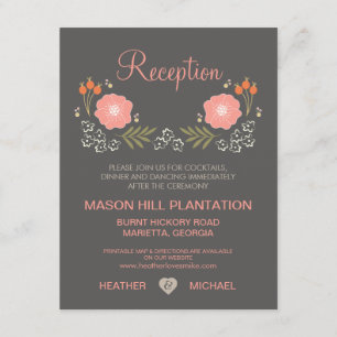 Invitación Cartas de recepción floral rústica