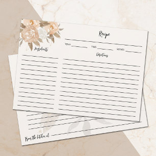 Invitación Cartas de recetas de floral de otoño rústico