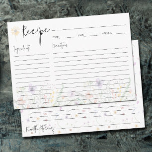 Invitación Cartas de recetas de flores silvestres para niños
