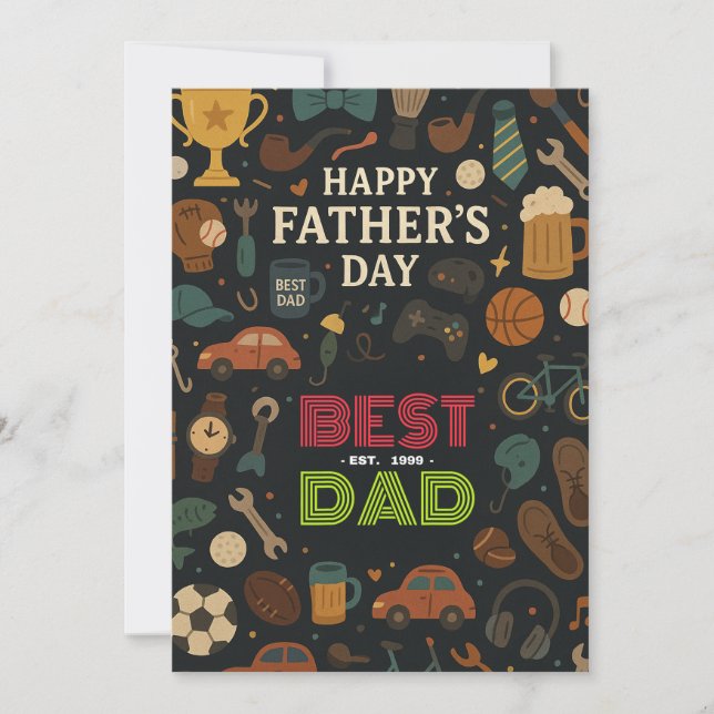 Invitación Cartas de regalo del Día del Padre Mejor Papá Est  (Anverso)