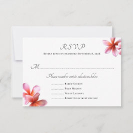 Invitación Cartas de respuesta del menú Boda de Plumeria rosa