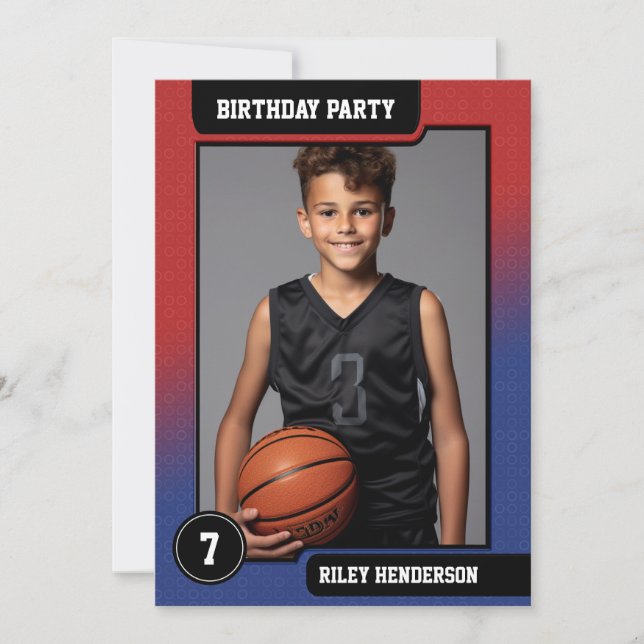 Invitación Cartas fotográficas de básquetbol Boys Fiesta de c (Anverso)