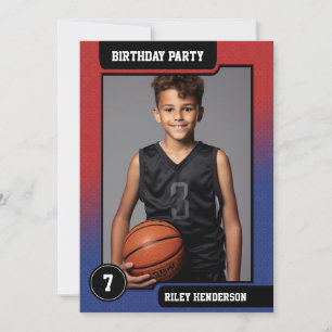 Invitación Cartas fotográficas de básquetbol Boys Fiesta de c