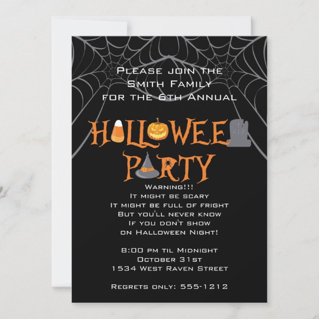 Invitación Cartas icónicas de la fiesta de Halloween (Anverso)