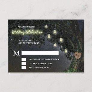 Invitación Cartas RSVP de Firefly Mason Jar Oak Tree Wedding