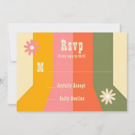 Invitación Cartas RSVP de Hippie Groovy de los años 70 retro