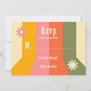 Invitación Cartas RSVP de Hippie Groovy de los años 70 retro