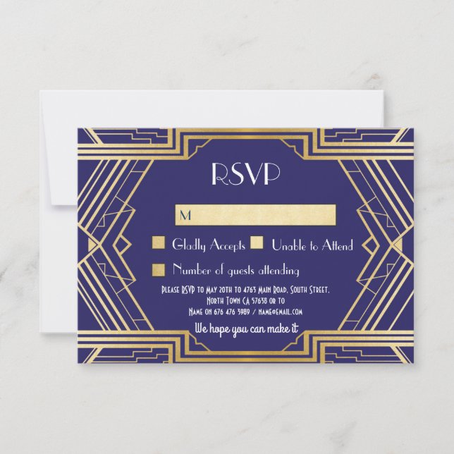 Invitación Cartas RSVP de la marina invitan a una boda de Gat (Anverso)