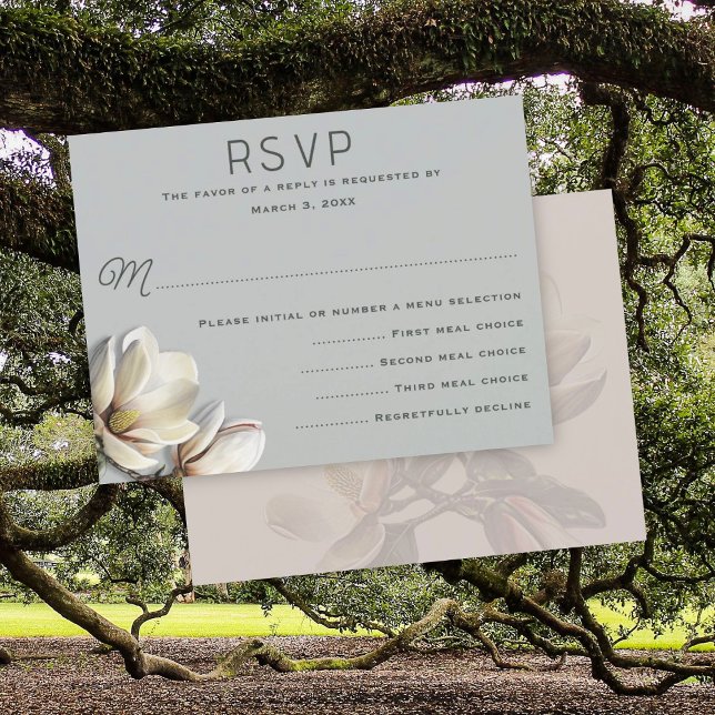 Invitación Cartas RSVP del menú Boda de Flores de Magnolia de (Subido por el creador)