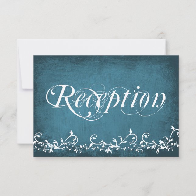 Invitación Cartas Rustic Country Swirls Blue Receptions (Anverso)