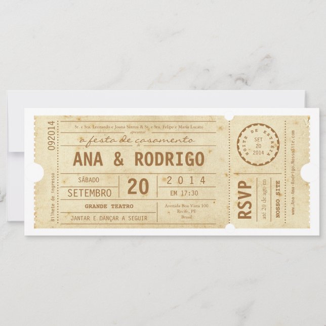 Invitación Cartaz convite de casamento do teatro (Anverso)