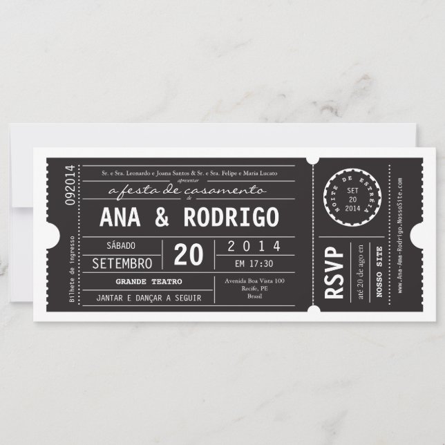 Invitación Cartaz convite de casamento do teatro em preto (Anverso)