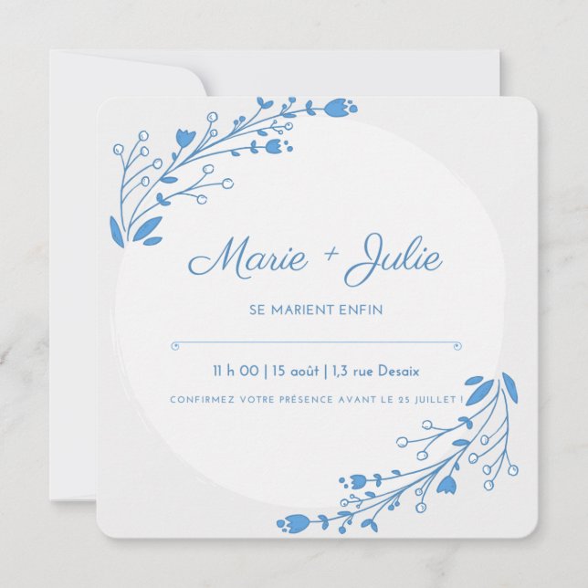 Invitación carte d'guest pour mariage , fiançailles (Anverso)
