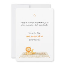 Carte Parrain / Marraine Lion mignon