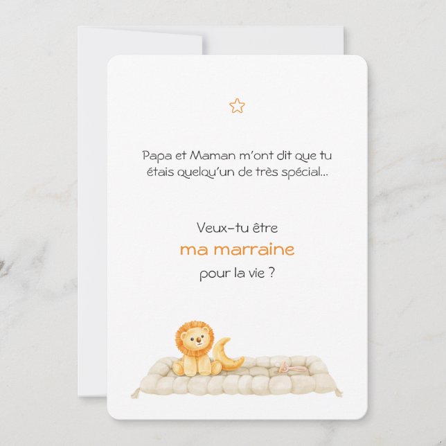 Invitación Carte Parrain / Marraine Lion mignon (Anverso)