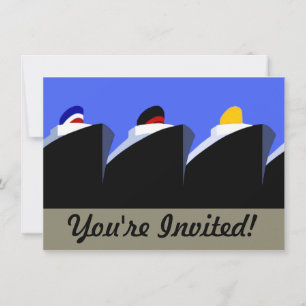 Invitación Cartel Art Déco de Barcos de Crucero Antiguos