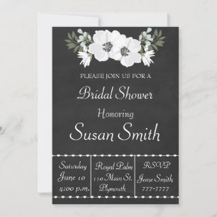 Invitación Cartel Con Flores Blancas Anemone Bridal Showe