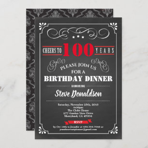 Invitación Cartel de 100 años de la fiesta de camisón negro r