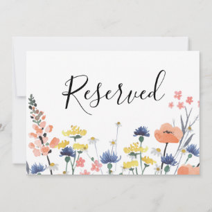 Invitación Cartel de asiento reservado de flores acuarela sil