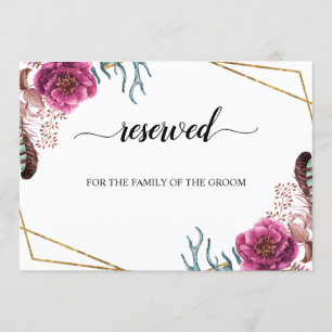 Invitación Cartel de Asientos Reservados Bodas Flor de Borgoñ